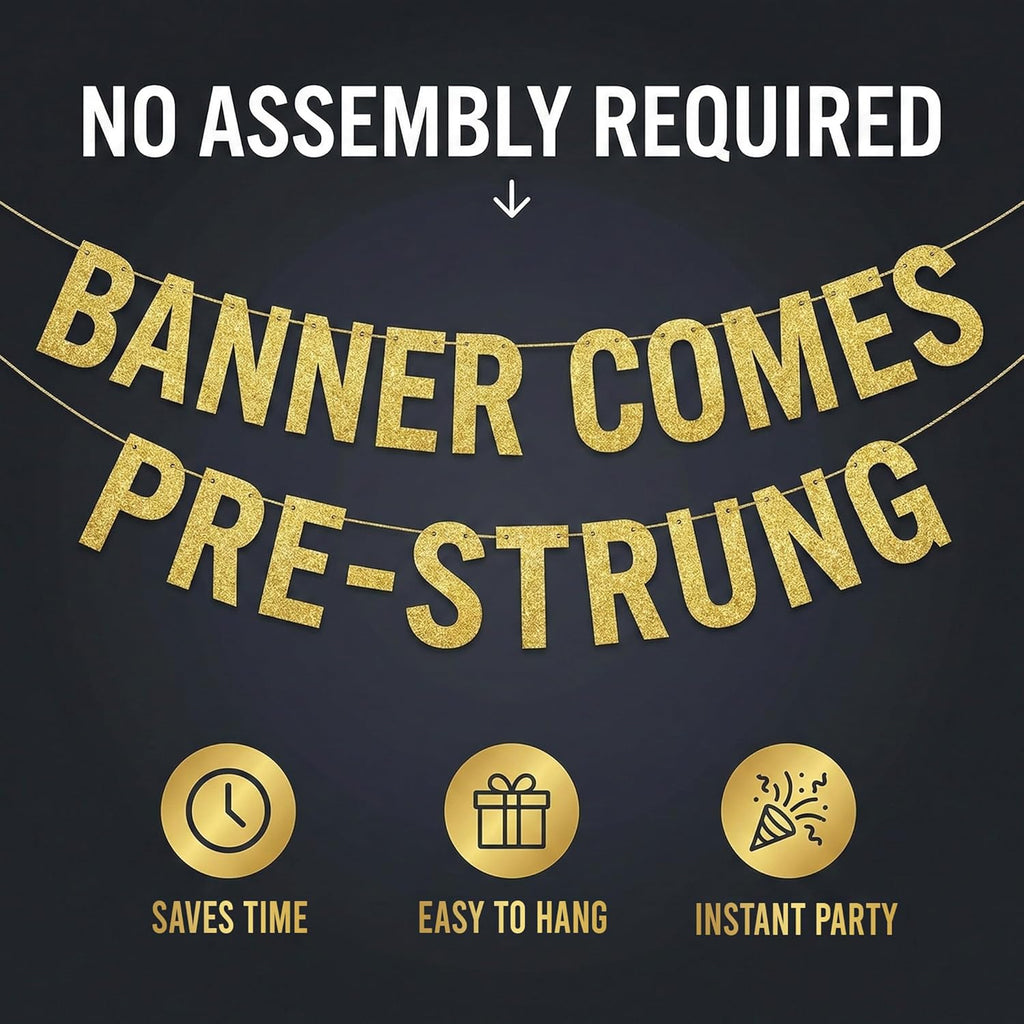Awesome Since 1946 Gold Glitter Banner - Funny 80th Birthday Decorations for Men & Women