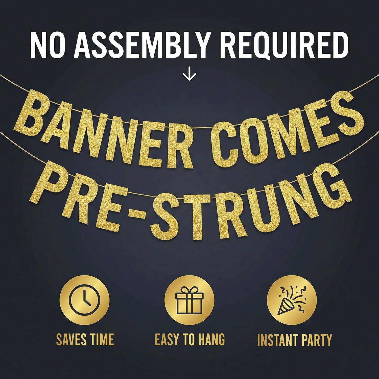 Awesome Since 1946 Gold Glitter Banner - Funny 80th Birthday Decorations for Men & Women