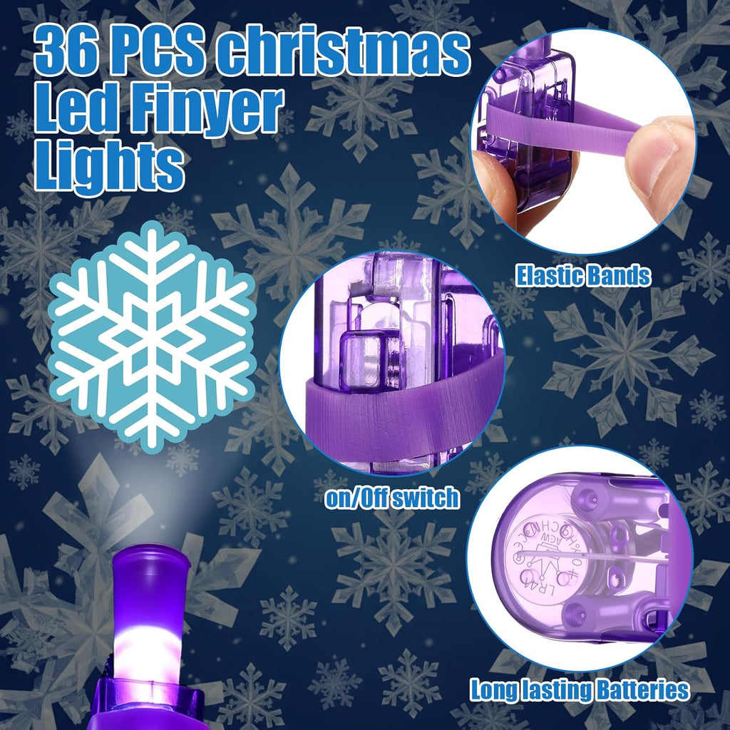 Tuanse 36 Pcs Snowflake Finger Lights - Glow in The Dark Party Favors for Kids | Winter Birthday Supplies