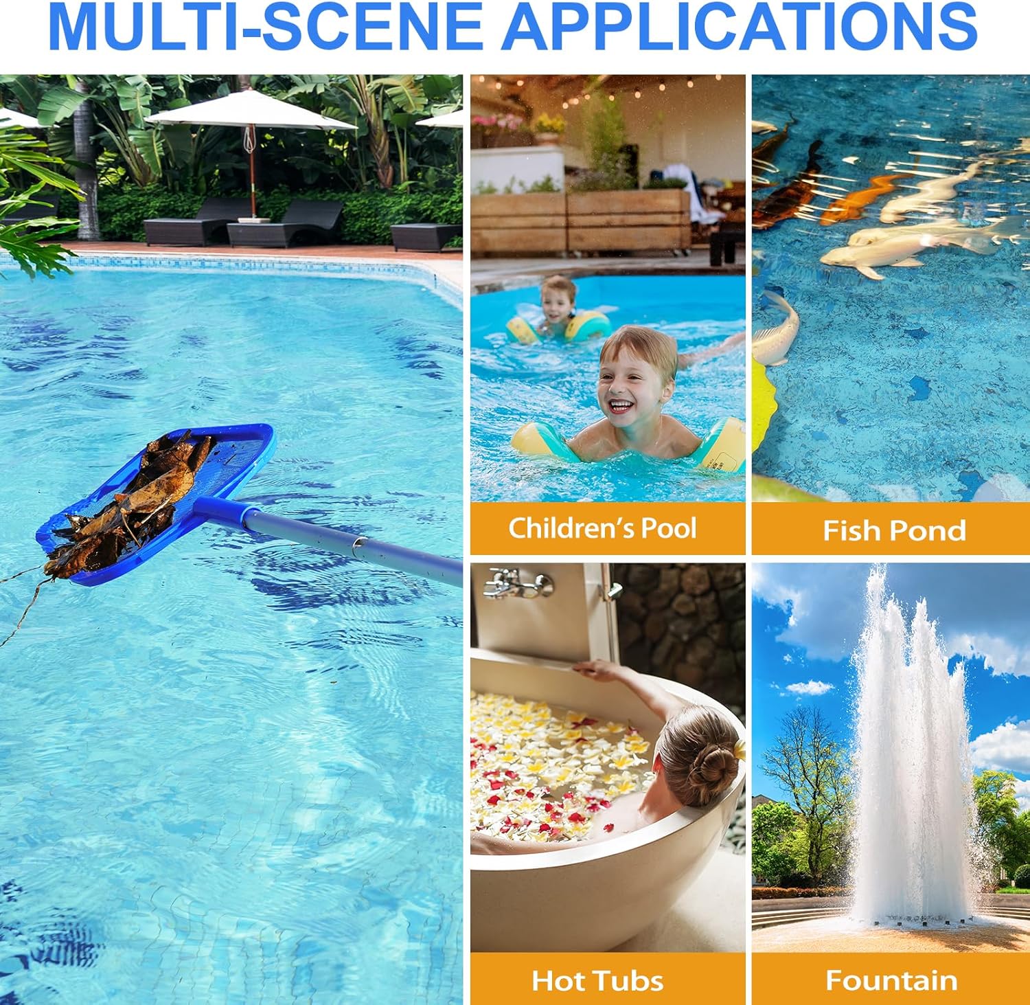 Skiennix Pool Skimmer - Adjustable Telescopic Aluminum Pole (23''-60'') with Ultra-Fine Mesh Net