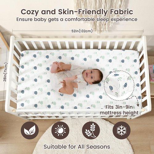 david's kids 3 Pack Fitted Crib Sheets, Ultra Soft Breathable Comfortable Baby Sheet Set for Boys Girls Neutral, 28x52 Inch Fits Standard Crib and Toddler Mattresses, Animals