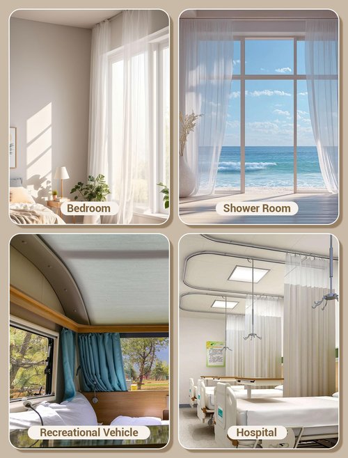 MERDTTES Flexible Bendable Ceiling Curtain Track, 9.8 FT (3 m), Mount for Rail with sliding Curtain Track System, Curtain Track Ceiling Mount, Room Divider for RV, Bathroom, Ceiling Curtain Rod, White