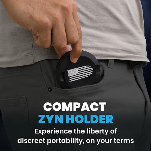 TuffTynz Premium Zyn Metal Can | Zyn Holder | Metal Zyn Container | Moisture & Odor Proof Container | Aluminum Zyn Can & Organizer | Dip Can | Zyn Tin | The Patriot (Knurled Edge, Black)