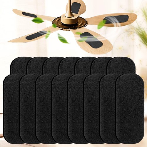 Soleeya 15 Pack Ceiling Fan Air Filters for Blades, Fan Blade Air Purifier Pads, Fan Filters for Ceiling Fan Blades, Reusable Carbon Filter Pad for Home Bedroom Living Room (Thickness 0.2 inch)
