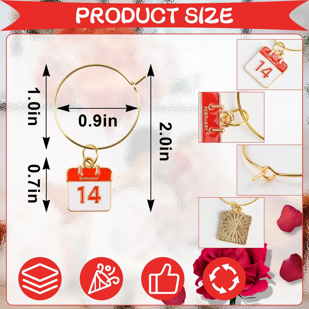 Qumenan 36 Pcs Valentines Wine Glass Charms Stem Glasses Markers for Cocktail Tasting Party Favors Decorations Supplies