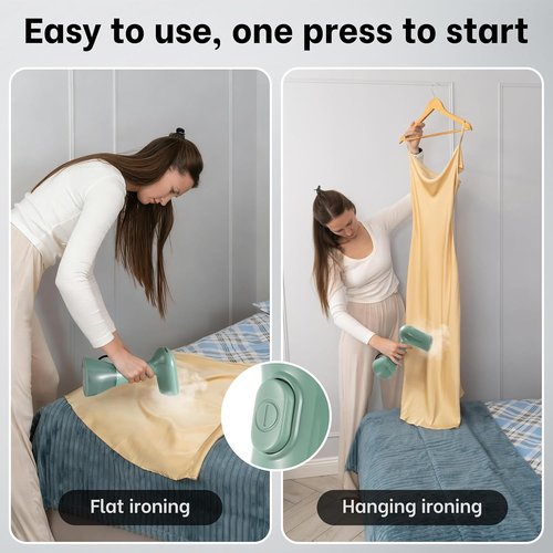 GS01 Handheld Clothes Steamer - 1500W Fast Heat-Up, 400ml Water Tank, Portable Design (Green)