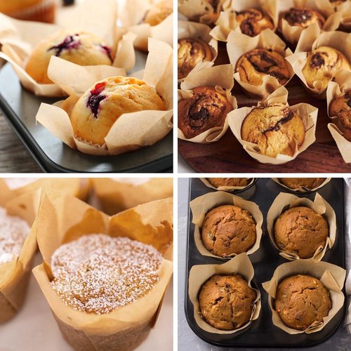 Brown Tulip Muffin Liners - 600 Pcs Standard Size Parchment Cupcake Baking Cups for Parties