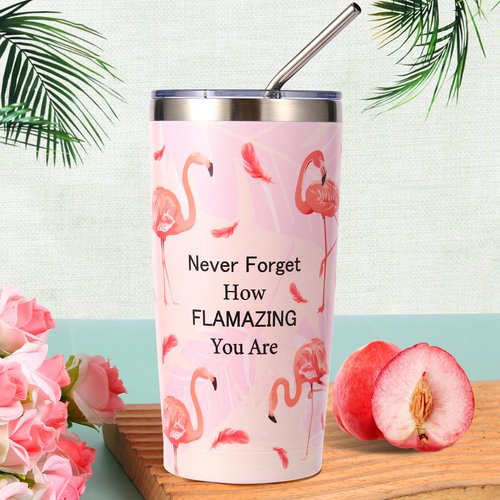 Flamingo Gifts for Women Best Funny Pink Gift for Flamingo Lovers Including Tumbler Mug Makeup Bag Keychain Socks Notepad Candle Earring Brecelet for Birthday Christmas Mothers Day