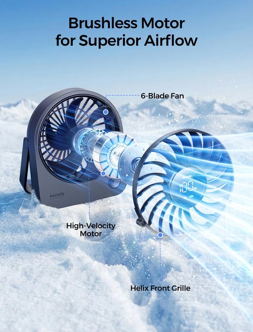 Aecooly Mini Portable Desk Fan, Small Enough to Hold USB Fan, 4 Speeds Quiet Rechargeable [10H Max Cooling Time], 180° Adjustable Battery Powered Personal for Travel, Office, Gifts for Women -Black