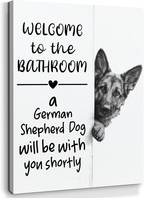 EGVQK German Shepherd Wall Art - Funny Canvas Print for Bathroom Decor | 11x14 Inch