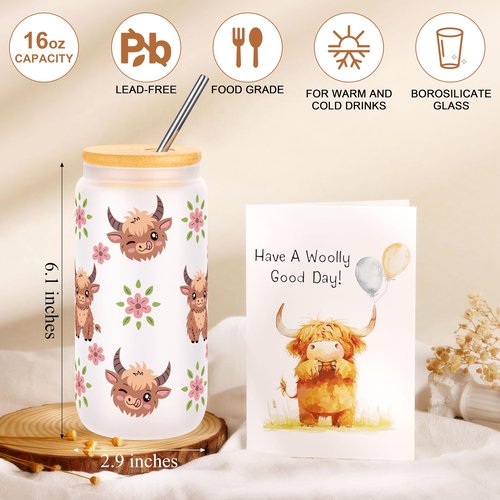 JSENGIFT Highland Cow Gifts for Women, Highland Cow Decor, Cute Birthday Christmas Gift for Cows Lovers