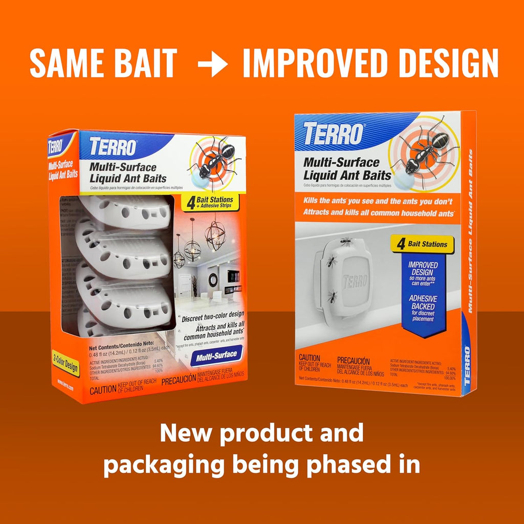 TERRO Indoor Ant Baits - Discreet Adhesive Strips for Effective Trapping - 5 Pack, 20 Baits