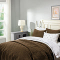 Elegant Life Blue Label Collection Lightweight Microfiber Embroidery Bedding 3 Piece Quilt Set with 1 Quilt and 2 Pillow Shams, Queen Size Quilt 90’’ x 92’’/1+Shams 20” x 26”/2, Autumn Brown Color