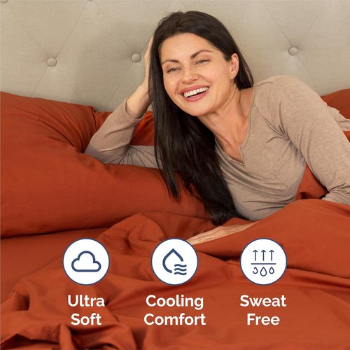 King Size 4 Piece Sheet Set - Comfy Cooling Bed Sheets for Luxurious Sleep - Deep Pockets, Super Soft, Wrinkle-Free - Oeko-Tex Certified - Terracotta