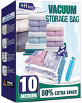 Skiennix Vacuum Storage Bags - 10 Medium Space Saver Vacuum Seal Bags with Travel Hand Pump