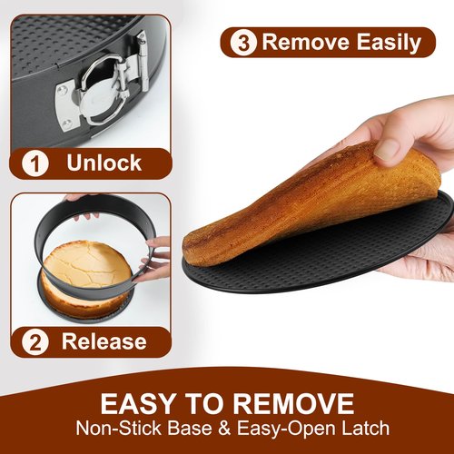 isheTao Springform Pan Set of 4, 4/7/9/10inch Cake Pans with Leakproof Silicone Protector, Non-Stick Leak-Proof with Removable Bottom, Cheesecake Pan for Baking, Black