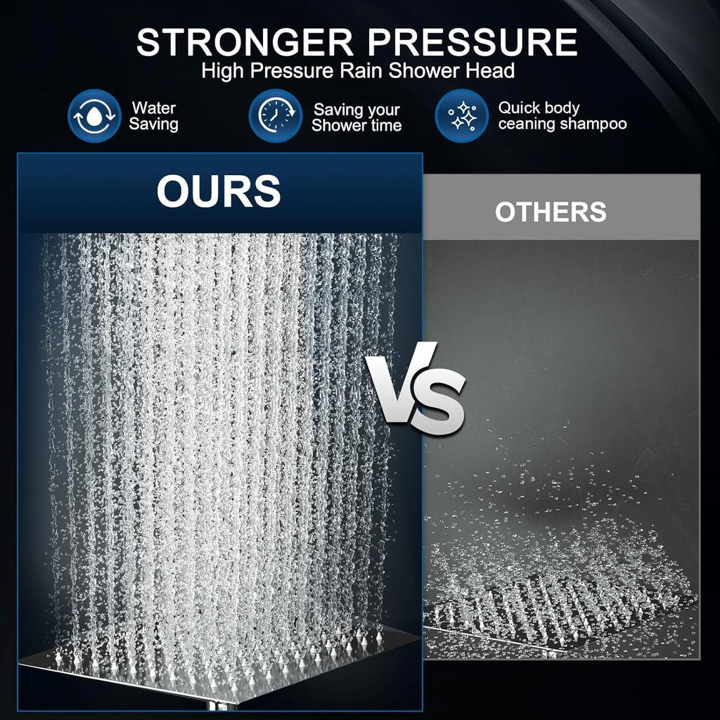Regine Switzerland Rain Shower Head - 10 Inch High Pressure Dual Showerhead Set with Handheld Spray | Silver