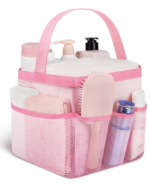 Attmu Mesh Shower Caddy Portable for College Dorm Room Essentials with 8 Pockets, Hanging Shower Caddy Dorm Basket, Quick Dry Bag for Bathroom