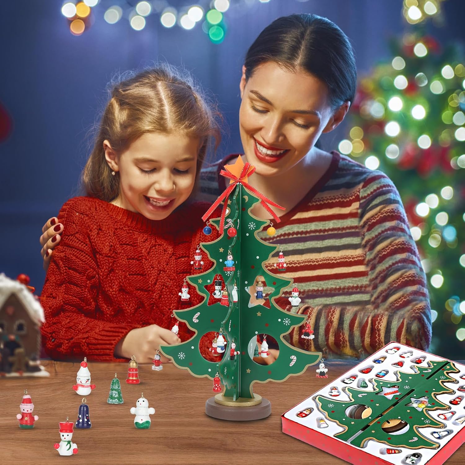 ZEEYUAN Christmas Advent Calendar - 24-Day Countdown Tree Decoration for Kids & Home Decor