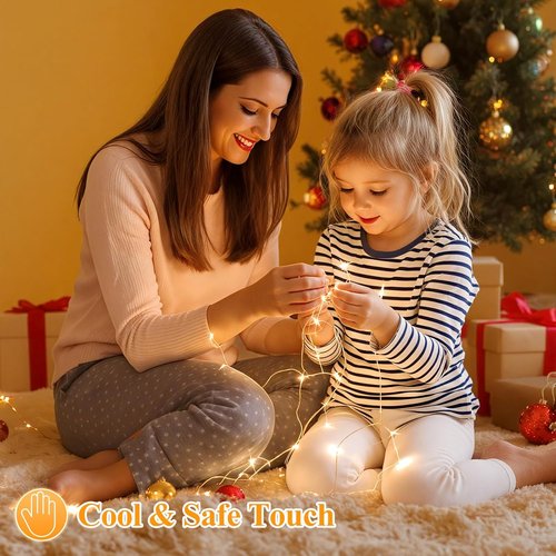 Lakumu Fairy Lights - 6-Pack Battery Operated 20 LED Waterproof Silver Wire | 7FT Warm White for DIY Decor