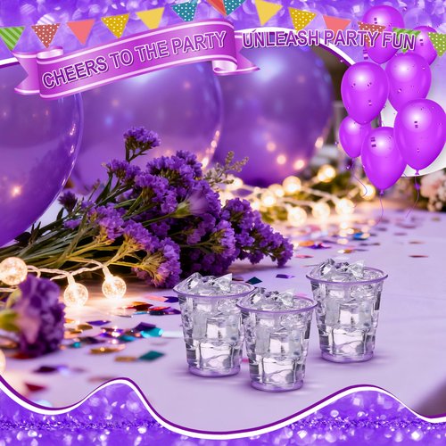 LemonRoad 120 Pack 2 oz Plastic Shot Glasses Easter Disposable Mini Drinking Cups Bulk for Wedding Parties Picnics Cocktails Events Celebrations Favors(Purple)