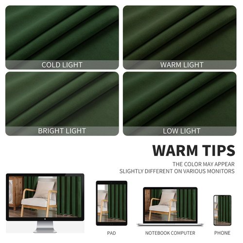 CUCRAF Dark Olive Green Velvet Blackout Curtains for Bedroom Living Room 84 inches Long, Forest Green Curtains Noise Reducing Rod Pocket(52x84 inches, 2 Panels)