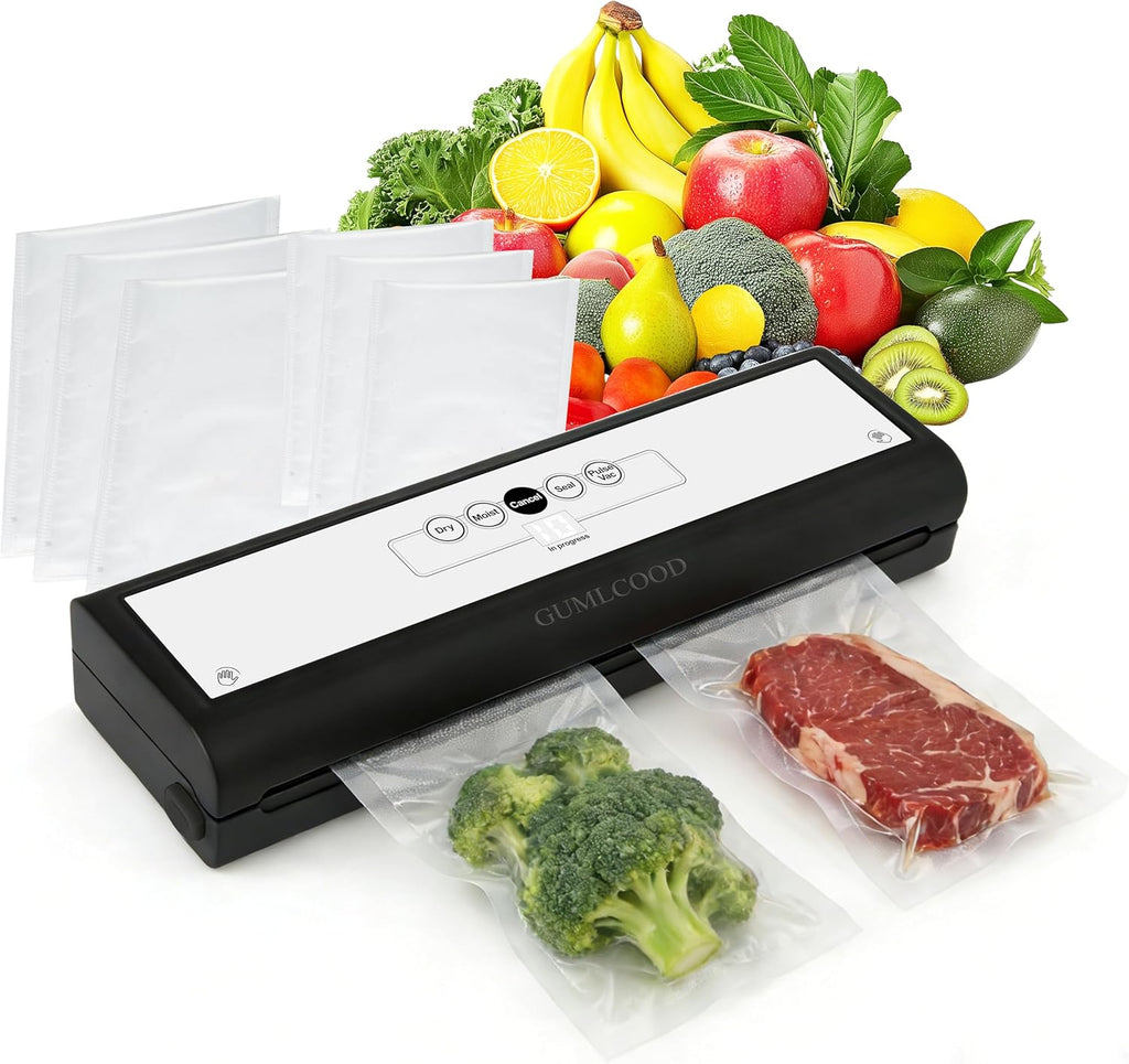 Skiennix Automatic Vacuum Sealer Machine - 5-in-1 Food Sealer with 10 Storage Bags for Moist & Dry Food