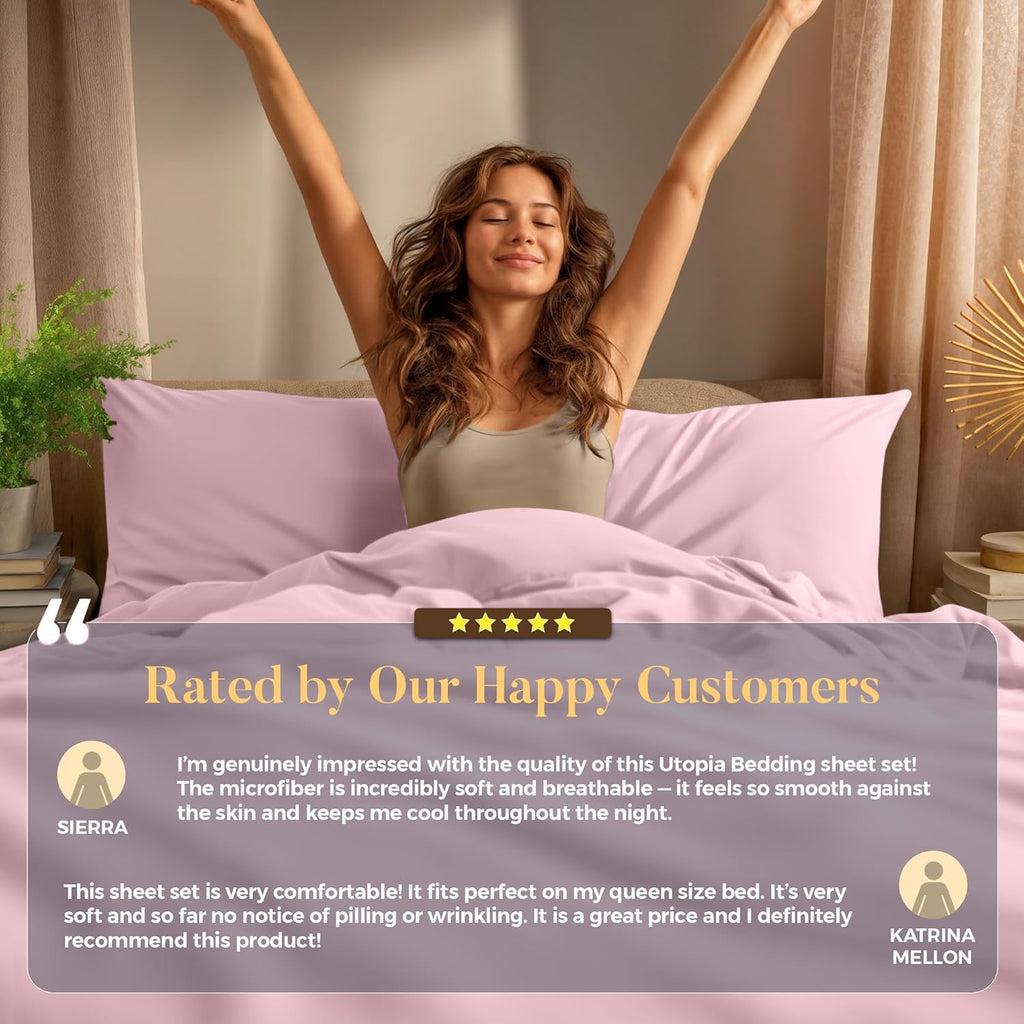 Utopia Bedding Full Bed Sheets Set | 4-Piece Brushed Microfiber - Fade & Shrink Resistant (Full, Pink)
