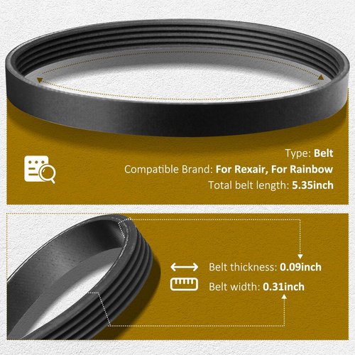 HASMX R15364B Serpentine Belt Fits for Vacuum Model PN12 Powerheads with The Grooved Motor Shaft, 2-Pack