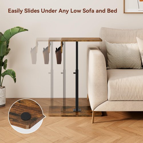 Vagusicc Sofa Armrest Tray Table for Couch - 360° Swivel Height Adjustable Side Table for Small Spaces, Snack Side Table for Bed or Chair, C Shaped End Table Snack Table for Eating Dinner Laptop