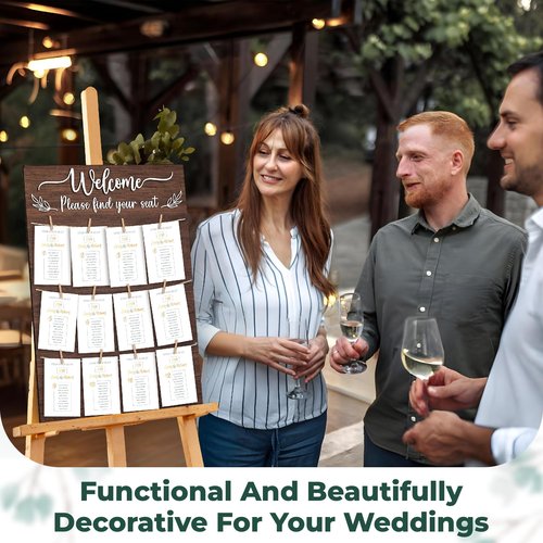 STOFINITY Wedding Seating Chart Board Display For Reception - Rustic Seating Chart For Wedding Reception Display, Find Your Seat Sign Board Decor Ideas
