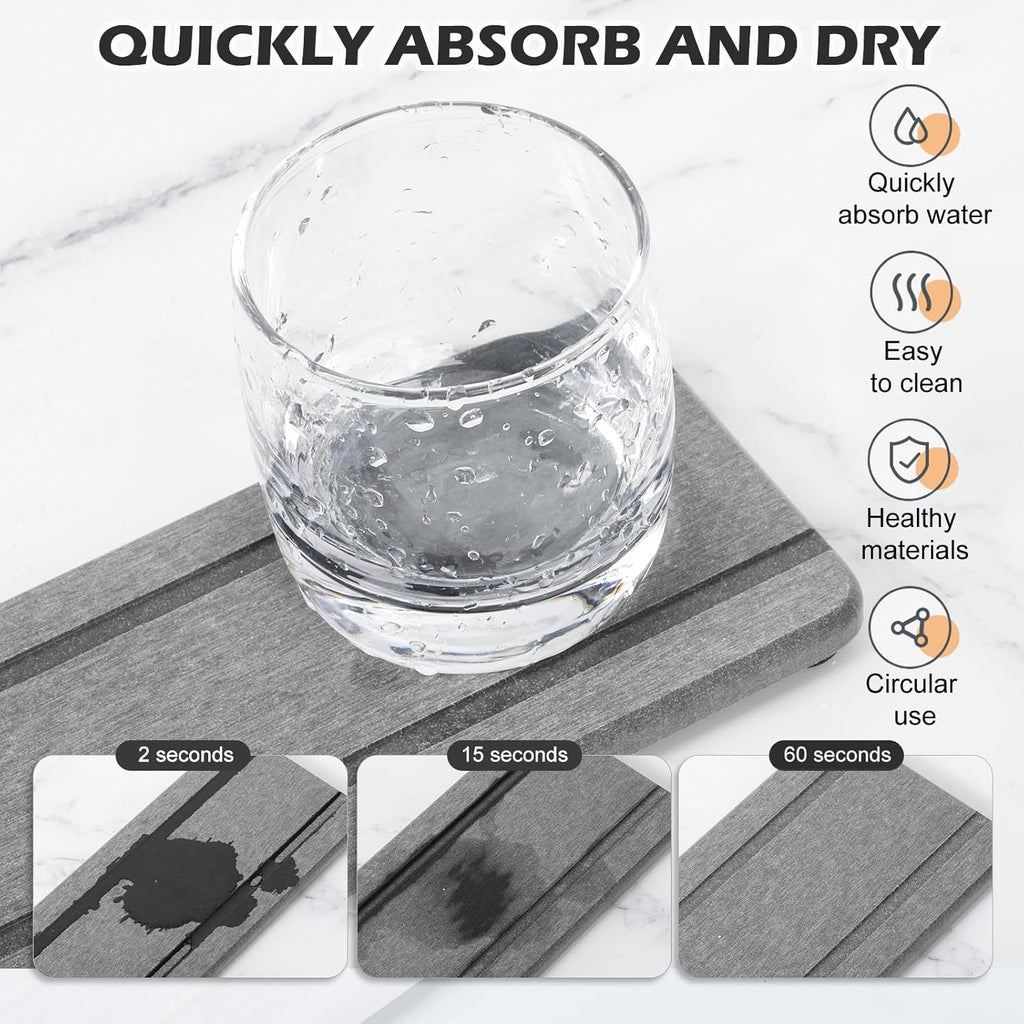 Skiennix Stone Drying Trays - Water Absorbing Diatomaceous Earth Set | 4PCS for Bathroom & Kitchen