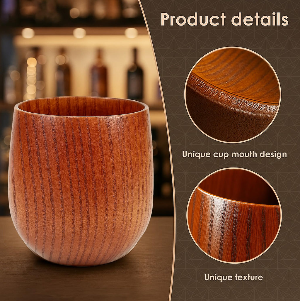 Handcrafted Wooden Whiskey Glasses Gift Set for Men – Set of 2 Old Fashioned Bourbon Cups with Luxury Gift Box | Break-Resistant, Unique Wood Grain | Idea Gifts for Father, Husband & Whiskey Lovers