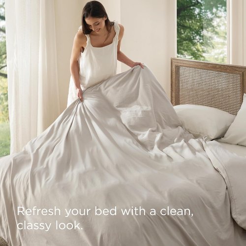 Bedsure Duvet Cover - King Size Soft Prewashed Cotton-Like Polyester | 104x90 Inches, Linen Design