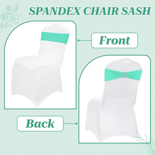 MDS Spandex Chair Sashes - Universal Fit Elastic Stretch Bows with Buckle Slider | Sea Green, Pack of 250