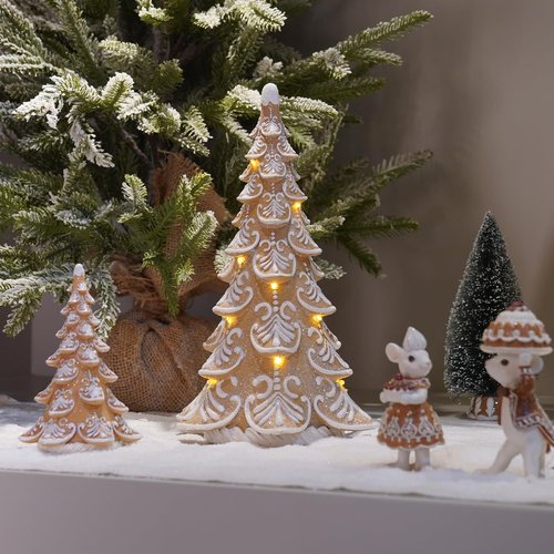 Cynkeyee Gingerbread Christmas Tree Decorations - Indoor Xmas Lights & Centerpiece, 6.5x4.5x10 Inch