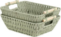 StorageWorks Large Wicker Storage Baskets - Organize with Wooden Handles, Bosana Green, 2-Pack