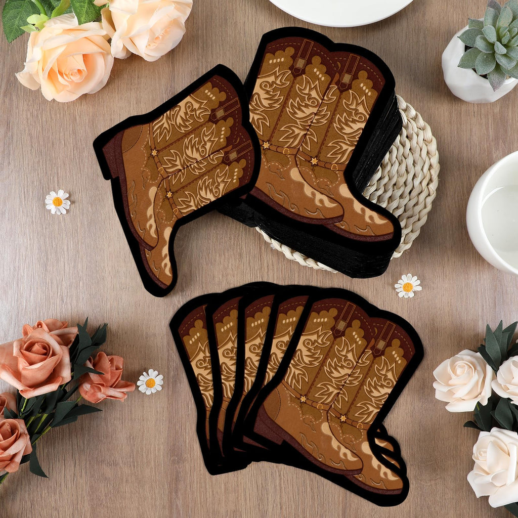 200Pcs Cowboy Boot Napkins Western Cowboy Party Decorations Wild West Cowgirl Boot Decorative Napkins Parties Supplies for Baby Shower Rodeo Boot Shaped Birthday Lunch Dinner Table Decor Party Favor