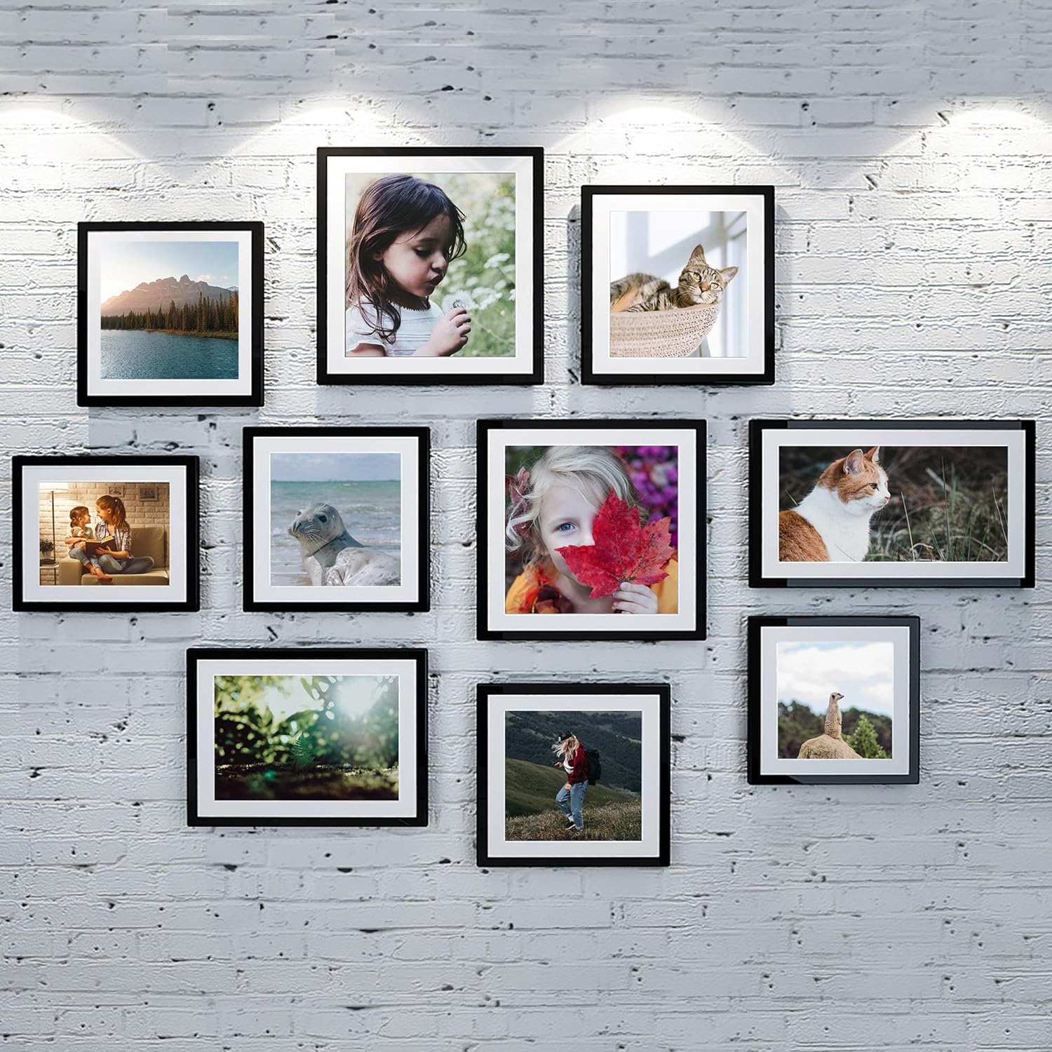 Upsimples 8x12 Picture Frame Set of 5 - Versatile Wall Gallery Frames for 6x8 or 8x12 Photos - Black