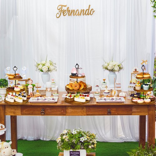 Zopeal 3 Set 3 Tier Wood Cupcake Stand,Rustic Wooden Serving Tray Farmhouse Dessert Display Tiered Cake Tower Holder for Kitchen Wedding Birthday Tea Party Decorations(Medium(5.9''7.8''9.8''))
