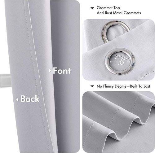 MIULEE Blackout Curtains - Thermal Insulated Room Darkening Drapes | 96-Inch Grommet Panels in Greyish White