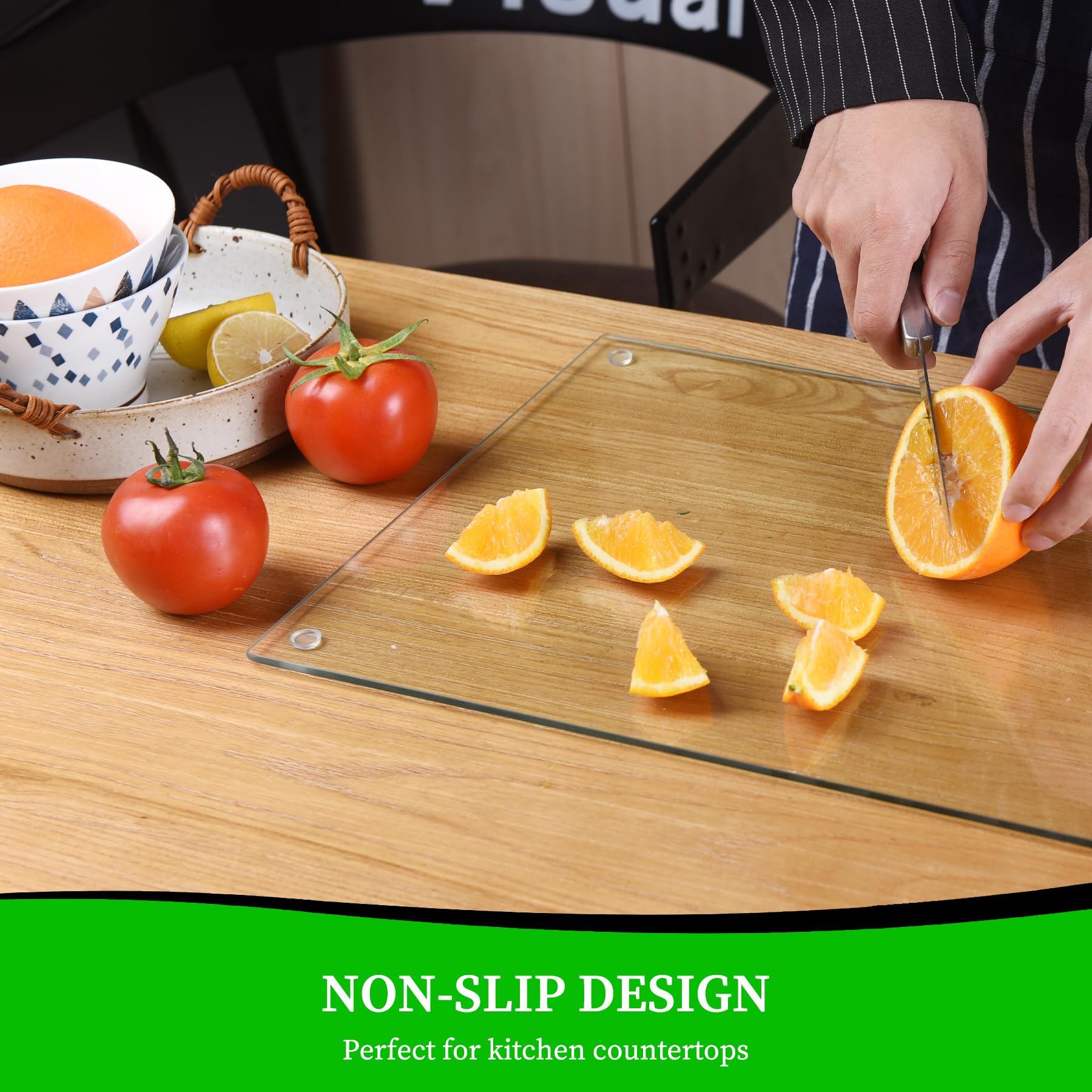 Tempered Glass Cutting Board for Kitchen, Clear Cutting Board for Countertop, Dishwasher Safe, Scratch Resistant, Heat Resistant, Shatter Resistant (16"x12")