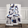 Lush Decor Car Tracks Reversible Sherpa Throw Blanket for Kids - 60” x 50”, Navy