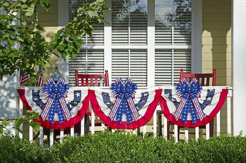 Hying Large Patriotic Wreath Bows - Red & Blue Striped Burlap with American Stars | Perfect for 4th of July & Memorial Day Decorations