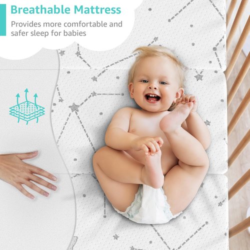 YENING Trifold Pack and Play Mattress Pad Foldable 38x26 Waterproof Baby Mattress for Pack N Play Matress Topper Breathable 1" Thick