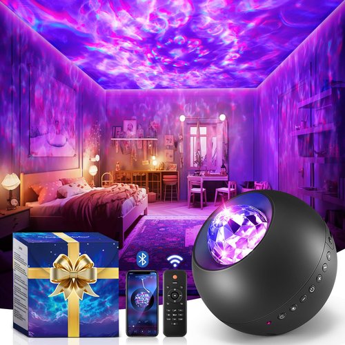 One Fire Galaxy Projector with Gifts Box/240 Lighting Modes/15 White Noise/Bluetooth Music Galaxy Projector for Bedroom Adults,Teen Stuff Room Lighting Bedroom Decor for Teen Girls&Teenage Boy Gifts