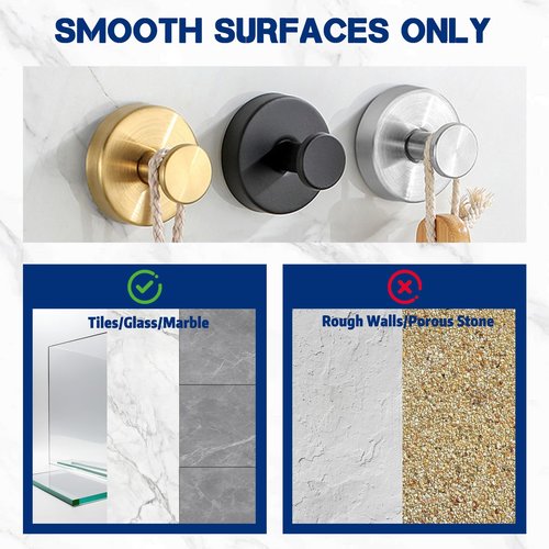 ALLVANA Removable & Reusable Suction Cup Hooks for Shower, Heavy Duty No-Drill Cup Hooks for Towels, Robes, Loofah–Wreath Hangers for Front Doors, Mount on Glass, Mirror, Tile, Doors (2BLACK)