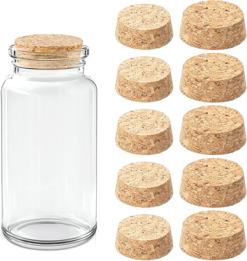 10 Pack Wooden Tapered Cork Plugs, 2 Sizes Diameter Large Cork Stoppers Corks Lids Natural Soft Wood Replacement Corks Brown Cork-Secure Seal for Wines, Old Bottles Jars Arts DIY Crafts Beer Ornaments