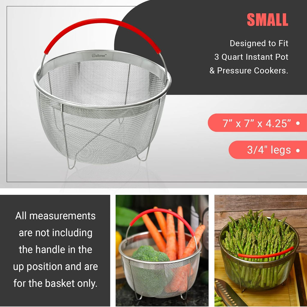 Salbree Steamer Basket - Stainless Steel Strainer for 3 Qt Instant Pot | Fits 6 Qt & 8 Qt Models