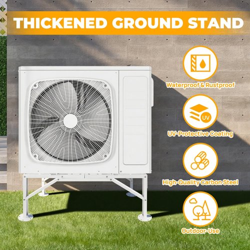 Mini Split Ground Stand for 9000-18000 BTU, Mini Split AC Bracket for Ductless Air Conditioners Heat Pump System,Heavy Duty Condenser Stand Adjustable Length 9.6" to 33.1" Max Load 500Lbs(White)